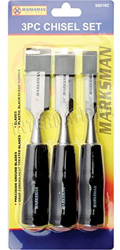 3Pc Carpenters Wood Chisel Set - CRV Tools, DIY Workshop Craft | Professional Woodworking Tools | Plastic Handles, Multi Purpose Hand Tool Kit