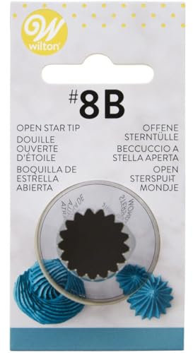 Wilton Beccucci in Acciaio Inox #8B Stella Aperta Cardata, Beccucci Sac a Poche, Piping Tip Riutilizzabile per Decorare Torte, Cupcake, Biscotti, Pasticcini
