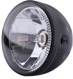 HIGHSIDER 5 3/4 Zoll Hauptscheinwerfer SKYLINE, LED Standlichtring | Metallgehäuse schwarz, H4 12V 60/55 W, seitliche Befestigung; 5 3/4 Zoll Motorrad-Scheinwerfer mit LED Standlichtring