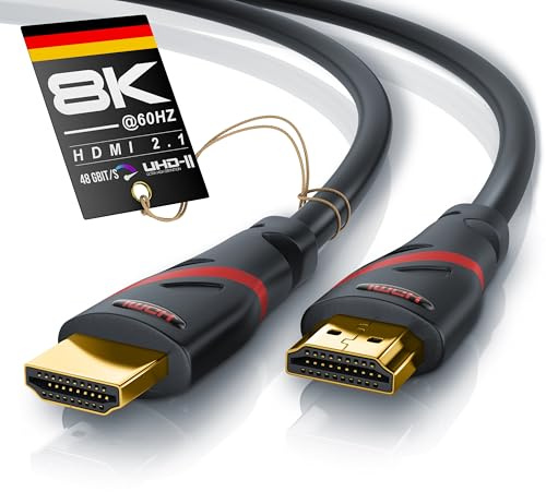 CSL - 8k / 4k HDMI Kabel 2.1/2.0-5m - 8K @ 60Hz 4K @ 120Hz mit DSC - 48 Gbit/s - 3D - Ultra High Speed mit Ethernet - TV Blu-ray PS5 Xbox Series X Switch - schwarz - 5 Meter