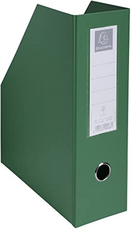 Exacompta - Ref 90163E - PVC Magazine File - Suitable for Storing A4 Documents,100mm Spine, Construction from 2mm Rigid PVC, Finger Hole & Label on Spine -Dark Green