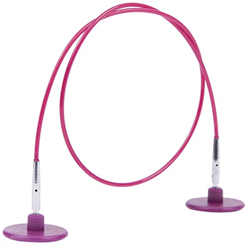 KnitPro Options Seil für Nadeln - 60cm Gesamtlänge (Seil + Nadelspitzen), Silber/Lila