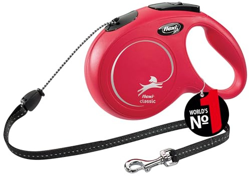 flexi® Classic M Cordón 8 m roja, correa extensible para perros hasta máx. 20 kg