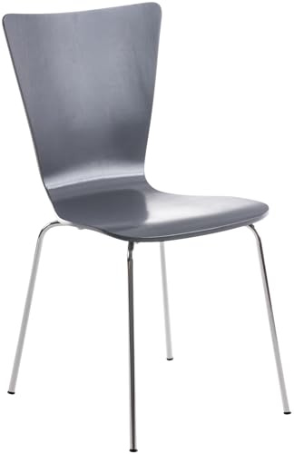 CLP Stapelstuhl Aaron I Ergonomisch Geformter Konferenzstuhl Mit Holzsitz I Platzsparender Besucherstuhl Mit Bodenschonern - Farbe grau