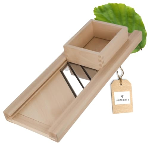 HOFMEISTER® Rabot à choux professionnel Lames en acier inoxydable 80 cm - coupe sûre du chou blanc & du chou rouge grâce au chariot mobile, rabot à légumes en bois de hêtre, Made in EU