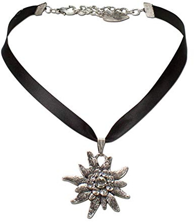 Alpenflüstern Satin-Trachtenkette Strass-Edelweiß - Damen-Trachtenschmuck Dirndlkette in traditionellen Farben DHK115