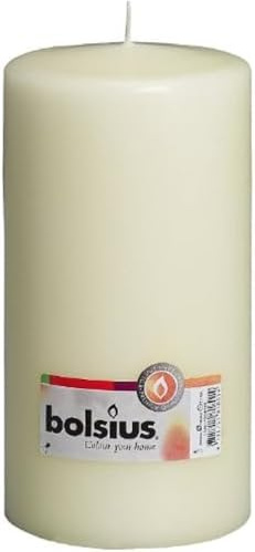 BOLSIUS - Bougies piliers - Ivoire - 20 cm - Durée de combustion 120 heures - Lot de 8
