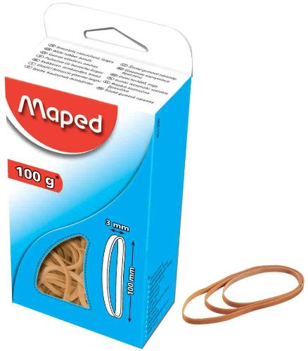 MAPED Elastiques dans un carton, nature, 120 mm, 100 g