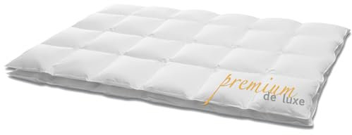 HANSKRUCHEN® Premium de Luxe Daunendecke 155x220 cm - Leicht / Übergang - Made in Germany Kassettendecke aus 100% Baumwolle - Allergiker geeignet