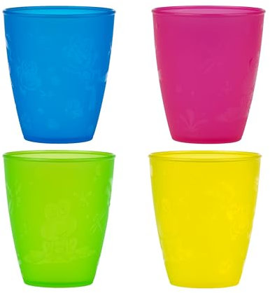 Nuby - Set da 3 bicchieri plastica da 300ml - Bicchieri in materiale antigraffio e anticaduta per bambini - Senza BPA - 4 pezzi - 9+ mesi