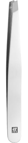 ZWILLING Schräge Pinzette (Zupfen von Augenbrauen, entfernen von Splittern, handgeschliffene, angeraute Spitzen), Poliert, Silber, 90 mm