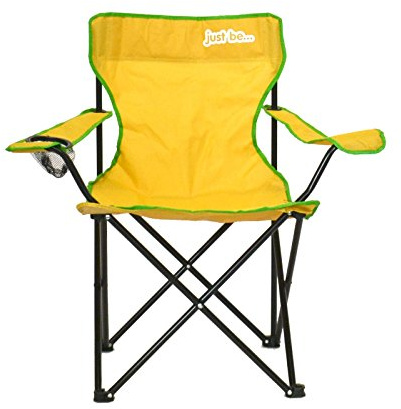 Just be...® Silla de Acampada Plegable - Amarilla con Bordes Verdes