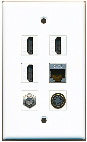 Riteav – 3 HDMI 1 cavo coassiale tv- F-Type 1 porta S-Video 1 porte schermato CAT6 Ethernet piastra da muro