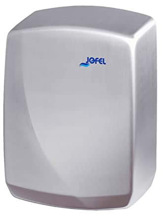 Jofel - Sèche-mains optique 2000W, Sèche-mains avec activation par capteur infrarouge et désactivation automatique, corps en acier inoxydable, résistant au vandalisme, Modèle Futura, AA16500 Satin