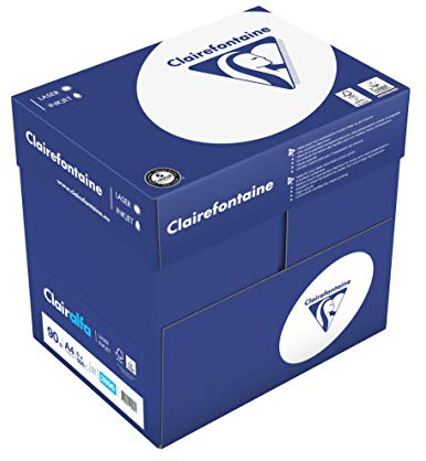 Clairefontaine - Réf. 2896C – 2500 feuilles de papier blanc au format A4 - Clairalfa 90 g/m² – Carton contenant 5 ramettes de 500 feuilles – Couleur : Blanc (171 CIE)