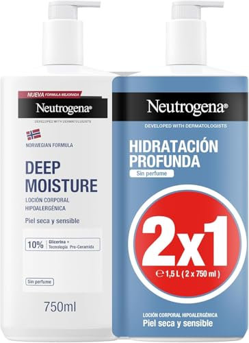 Neutrogena Formula Norvegia Idratazione Profonda Lozione Corpo Ipoallergenica (confezione da 2 X 750 ml), Crema Idratante Corpo per Pelle Secca e Sensibile, con Tecnologia Pro Ceramide e Glicerina