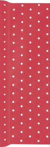 Tischläufer Rolle Weiße Punkte auf rot / Airlaid / Tischband für Party / Geburtstag / Hochzeit 40cm x 4,90m