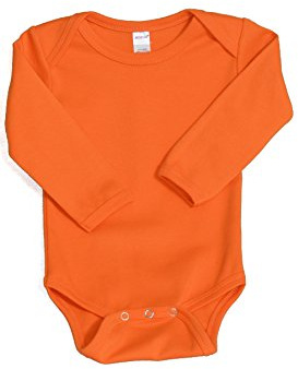 Monag Långärmad Baby Bodysuit, Långärmad Tom Enfärgad Baby One-Piece, 100 % Bomull Spädbarn Bodysuit, Creeper, Orange, 3-6M