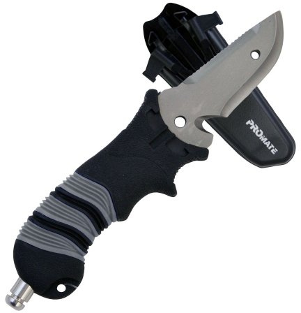 Promate Sharp Tip Titanium BC Knife (Black/Gray, 3-Inch)