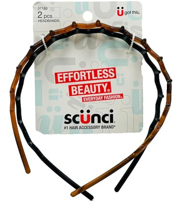 Scunci Effortless Beauty Headbands, 1-Inch Wide, 2-Count (1-Pack)