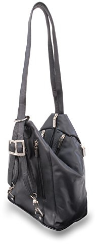 VISCONTI - Leather Anti Theft Backpack For Women - Medium Rucksack With Adjustable Shoulder Straps - Multiple Pockets - 18357 Danii - Black
