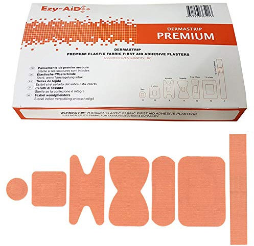 Dermastrip Premium Elastic Fabric Plasters - 7 sizes - Pack of 100 Assorted