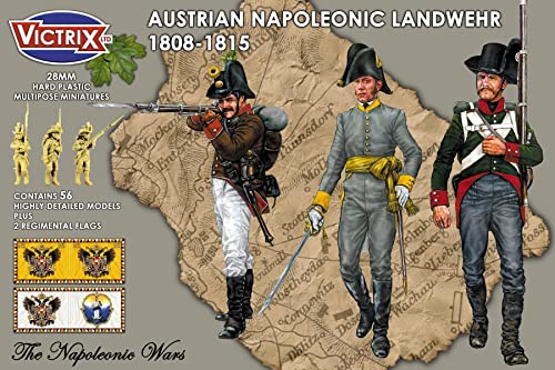 Victrix VX0015 - Österreichische Napoleonische Landwehr 1808-15 - 56 Figurenbox mit Flaggen - 28mm Plastische Miniaturen Napoleonische