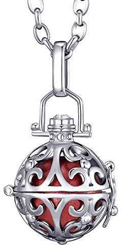 Morella Damen Halskette Edelstahl 70 cm mit Ornament Anhänger und Klangkugel Ø 16 mm in Schmuckbeutel zur Farbauswahl
