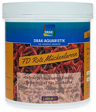 DRAK-Aquaristik Einzelfuttermittel Zierfische FD Rote Mückenlarven in der Dose 1.000 ml