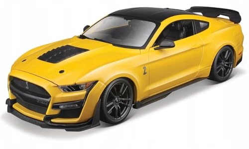 Maisto Mustang Shelby GT500 (2020): Modellauto im Maßstab 1:18, Türen, Kofferraum und Motorhaube zum Öffnen, lenkbar, 24 cm, weiß/blau (531452), M31452