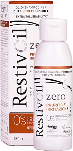 RestivOil Zero Shampoo Anti Prurito e Irritazione per Capelli Olio Fisiologico Delicato ad Azione Detergente, per Tutti i Tipi di Capelli, Marrone, 150 ml