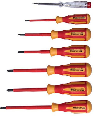 Connex COX336207 Elektriker-Schraubendreher-Satz VDE, 2-Komponenten-Griffe, 7-teilig
