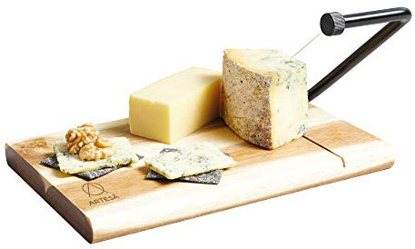 Artesà Acacia Wood Wire Cheese Slicer Board, 27 x 19 cm (10.5 x 7.5 Inch), Brown/Black