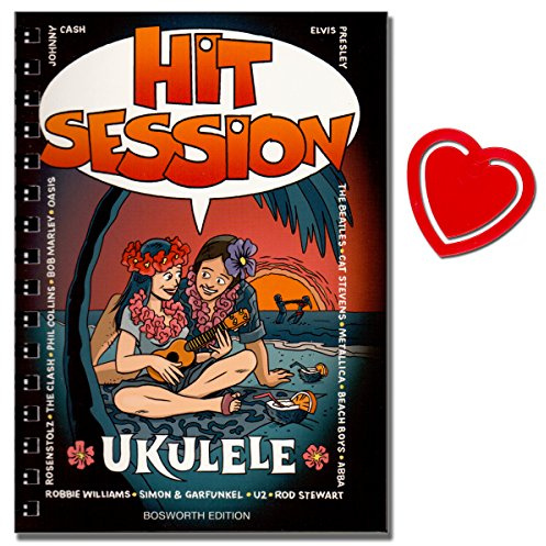 Hit Session Ukulele - Songbooks - 100 Songs für Ukulele - Alle Songs als Text mit Akkord- symbolen und als Melodielinie mit Text, Akkordsymbolen notiert sind - mit Notenklammer