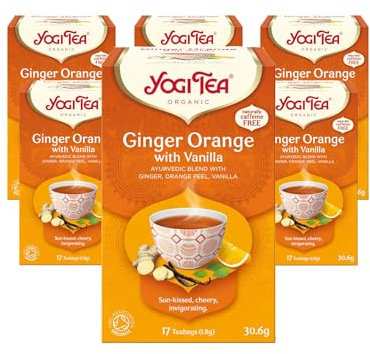 Yogi Tea, Ginger Orange with Vanilla, Organic Herbal Tea, Naturally Caffeine Free, Blend of Ginger, Orange Peel and Vanilla, 6 Packs x 17 Tea Bags (102 Teabags Total)