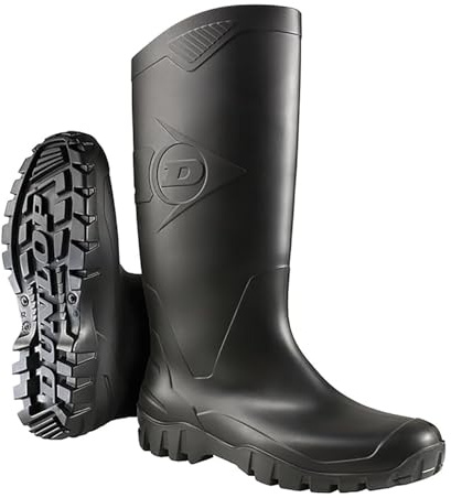 Dunlop Dane Knähöga Wellington Boot - Unisex, Vattentät och Kemisk Resistent, Lätta gummistövlar för utomhusbruk, PVC, Svart - EU 45, UK 10,5, Svart, 10.5 UK