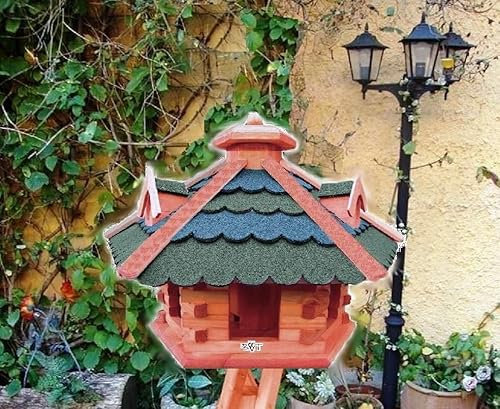 XXL Futterstation aus Holz, groß mit Silo Holz mit GRÜN moosgrün BLAU blaugrau NEU/behandelt Vogel Vogelhaus, Gartendeko, große Größen, auch mit vogelhausständer und Silo, Achtung kein Bausatz vo