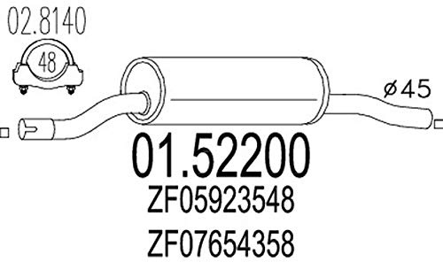 MTS 01.52200 Silenziatore anteriore