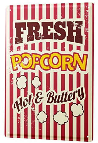 Blechschild Vintage Retro Metallschild Wandschild Blech Poster Küche Popcorn Kino