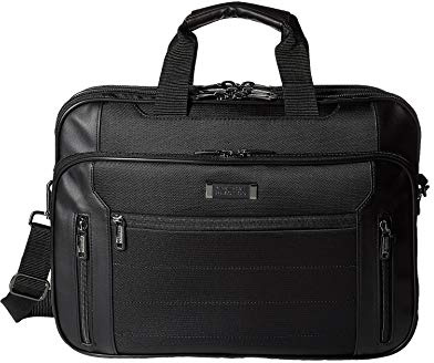 Kenneth Cole Reaction Keystone 1680d Polyester Dual Compartment 17 Laptop Business Portfolio, Black