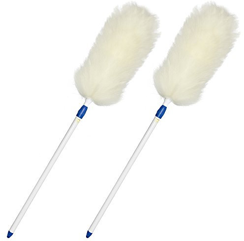 Deuba 2X Staubwedel Staubwischer aus Lammfell mit Teleskopstiel