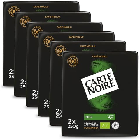 CARTE NOIRE - Café Moulu Sélection Bio - Pur Arabica - Lot de 6 x 500 g - Fabriqué en France