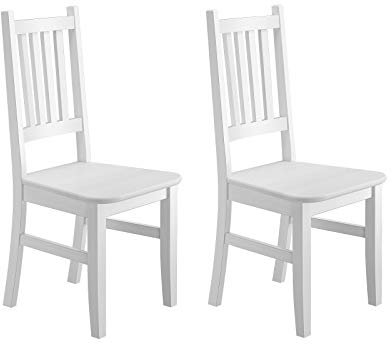 Weißer Küchenstuhl Massivholzstuhl Esszimmerstuhl Stuhl Eris Kiefer 90.71-01-DW Set