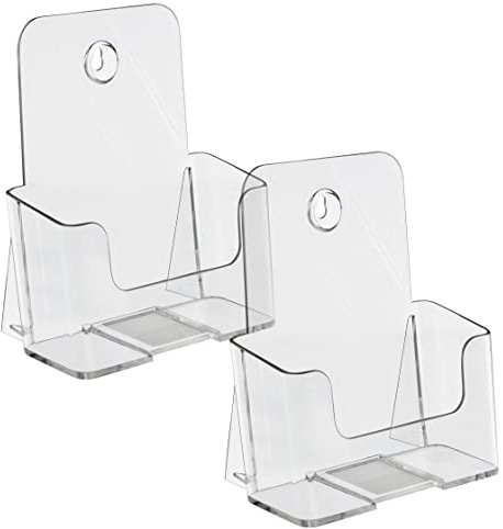 Kurtzy Plastik Tischaufsteller A5 Transparent Prospekthalter (2er Pack) – Tresen & Wandmontierter Prospektständer A5 Hochformat für Literatur, Speisekarten, Zeitschriften und als Werbung Ständer