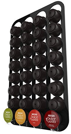 Expression Products Acrylic Coffee Capsule Holder Wall Mounted Holds 32 Capsules, Compatible with Dolce Gusto pods (Black)