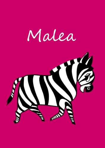 personalisiertes Malbuch / Notizbuch / Tagebuch - Malea: Zebra - A4 - blanko