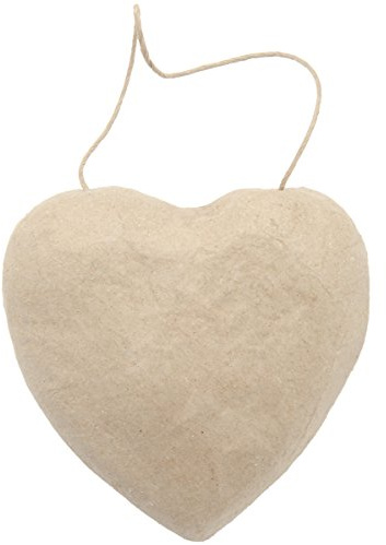 Darice 2833-44 Paper Mache Puffy Heart with String, 5.5-Inch