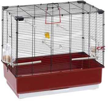 Ferplast Vogelkäfig Piano 4, Kanarienvogelkäfige, Kleiner Vogelkäfig, mit Vogelhäuschen, Vogeltränke, Wasserspender, 59 x 33 x H 55 cm, mit Zubehör, Abbnehmbarer Napf