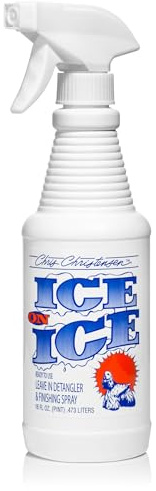 Chris Christensen Ice on Ice Detangler and Finishing Dog Spray, Groom Like a Professional, Ready to Use, Helps Brush/Comb Glide Through Coat, Conditions, No Residue, All Coat Types, Made in USA, 16 oz