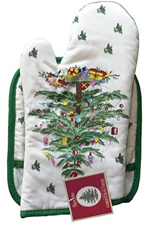 Spode 2-teiliges Geschenkset mit Ofenhandschuh und quadratischem Topflappen.